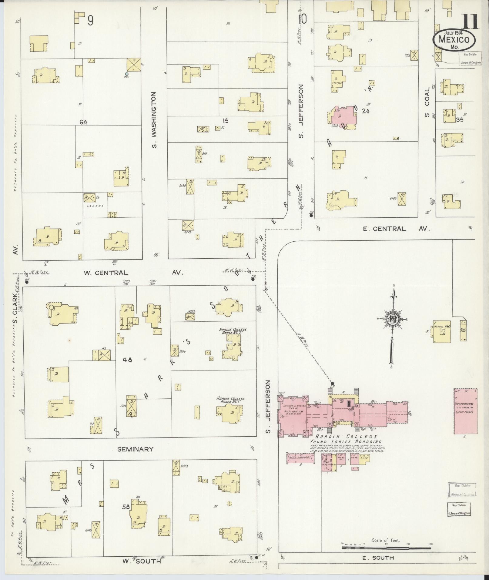 Sanborn Fire Insurance Map from Mexico, Audrain County, Missouri (1914), Sheet #0011 - Complete Map Set gallery image, historic Sanborn map, vintage wall art, Missouri Missouri