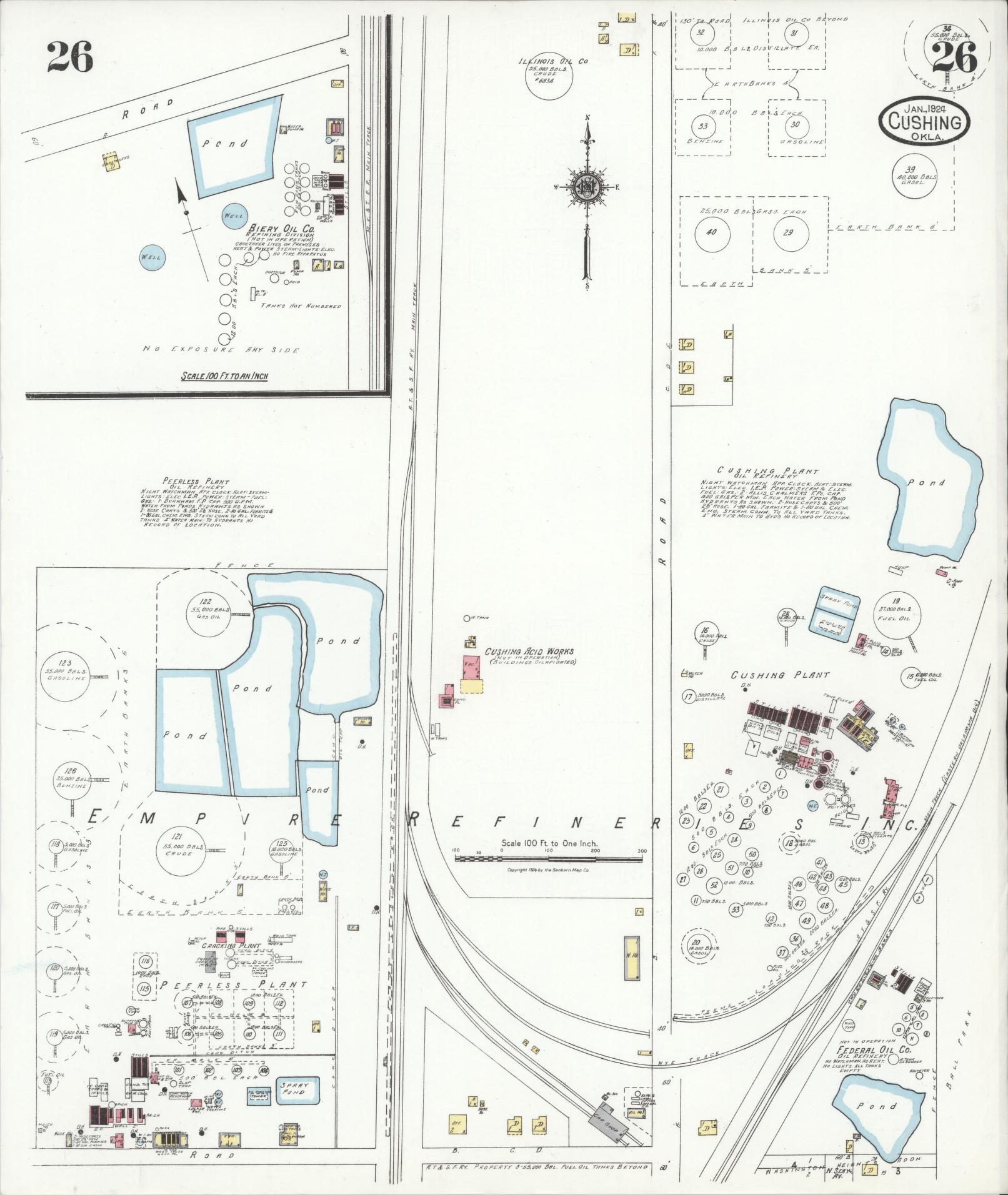 Sanborn Fire Insurance Map from Cushing, Payne County, Oklahoma (1924), Sheet #0026 - Complete Map Set gallery image, historic Sanborn map, vintage wall art, Oklahoma Oklahoma