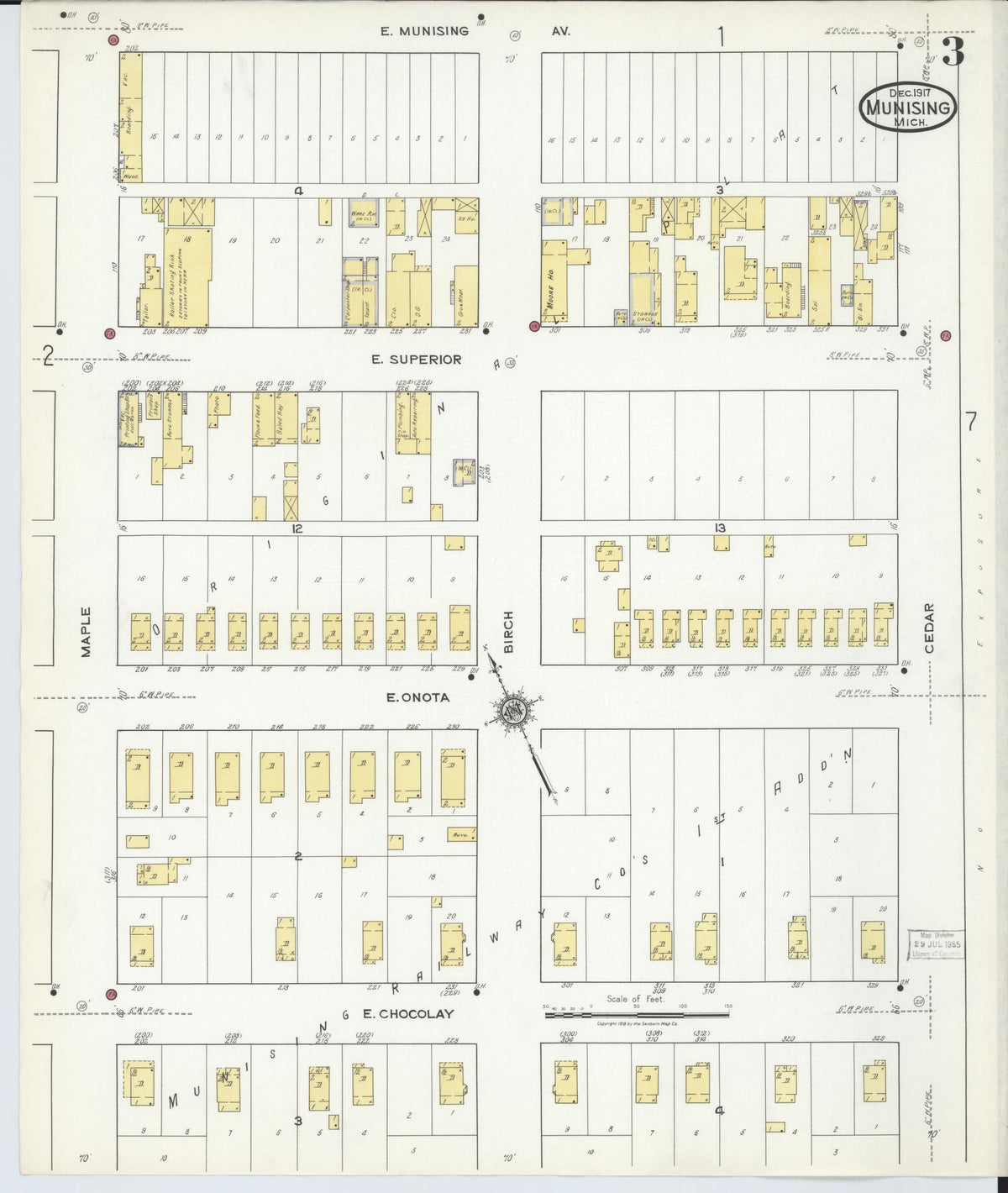 Sanborn Fire Insurance Map from Munising, Alger County, Michigan (1917), Sheet #0003 - Historic Sanborn Fire Insurance Map Print, vintage old map wall art, antique decor, genealogy gift, Michigan Michigan map