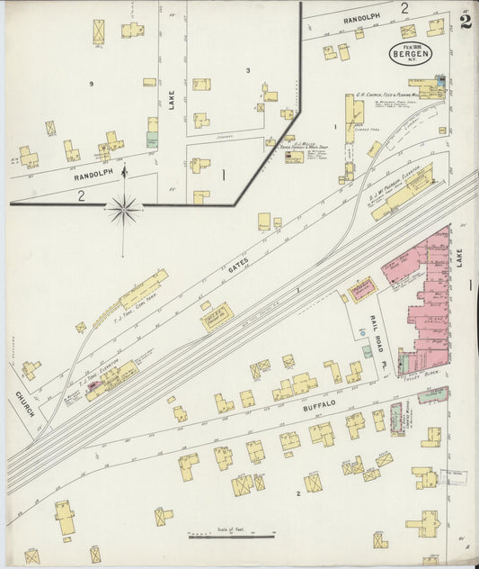 Sanborn Fire Insurance Map from Bergen, Genesee County, New York (1898), Sheet #0002 - Historic Sanborn Fire Insurance Map Print, vintage old map wall art, antique decor, genealogy gift, New York New York map