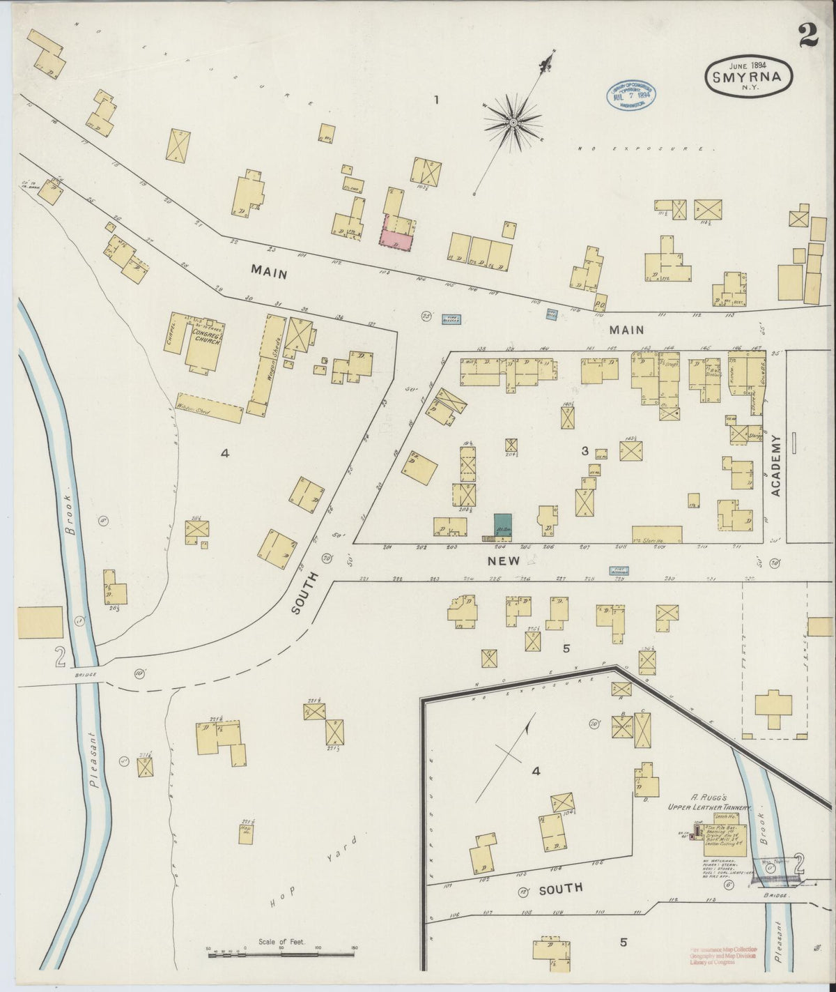 Sanborn Fire Insurance Map from Smyrna, Chenango County, New York (1894), Sheet #0002 - Complete Map Set gallery image, historic Sanborn map, vintage wall art, New York New York