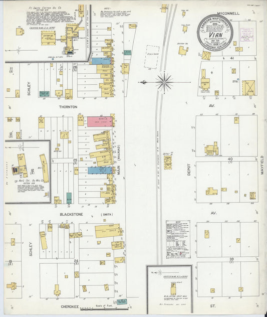 Sanborn Fire Insurance Map from Vian, Sequoyah County, Oklahoma (1904), Sheet #0001 - Historic Sanborn Fire Insurance Map Print, vintage old map wall art, antique decor, genealogy gift, Oklahoma Oklahoma map