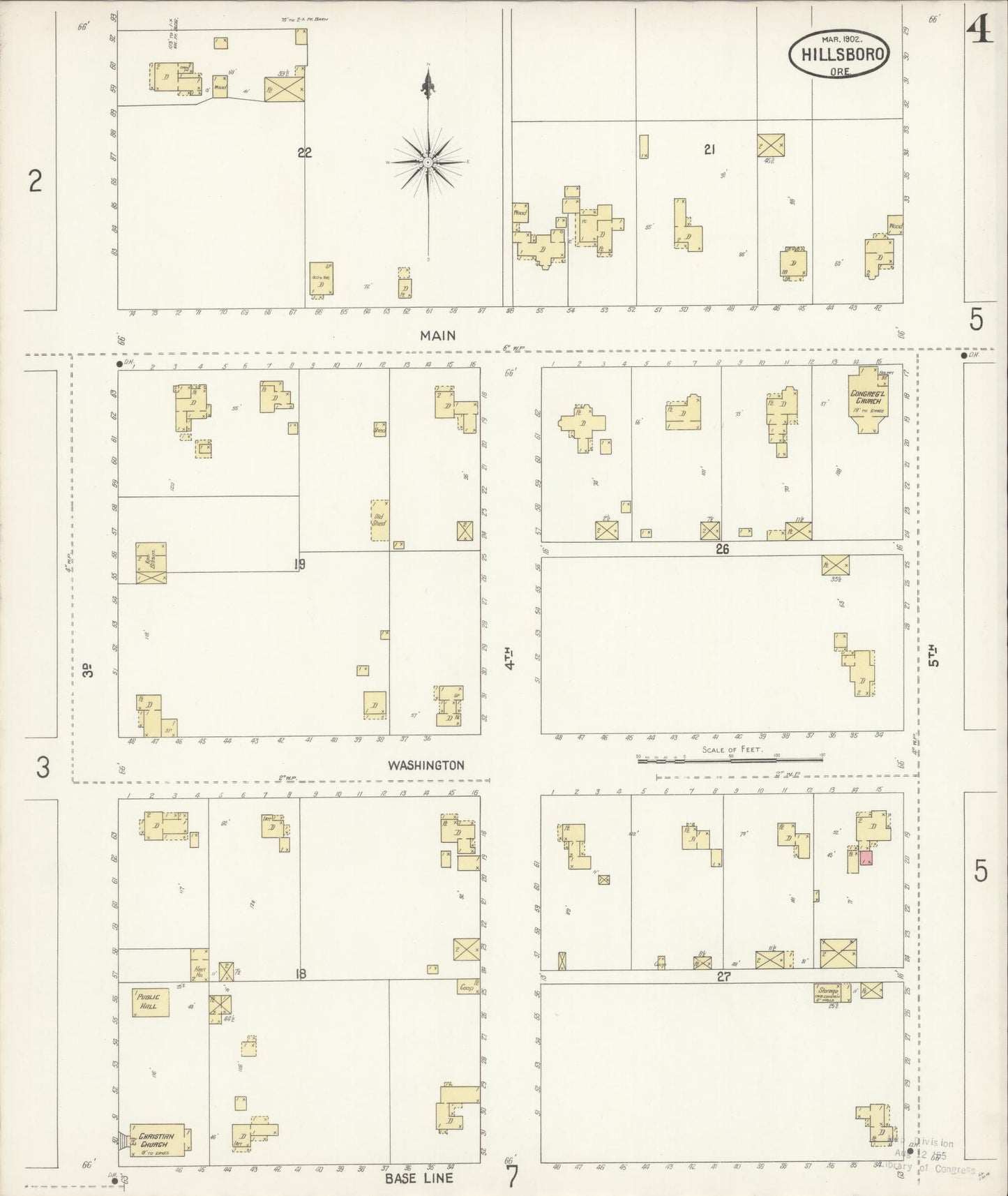 Sanborn Fire Insurance Map from Hillsboro, Washington County, Oregon (1902), Sheet #0004 - Complete Map Set gallery image, historic Sanborn map, vintage wall art, Oregon Oregon