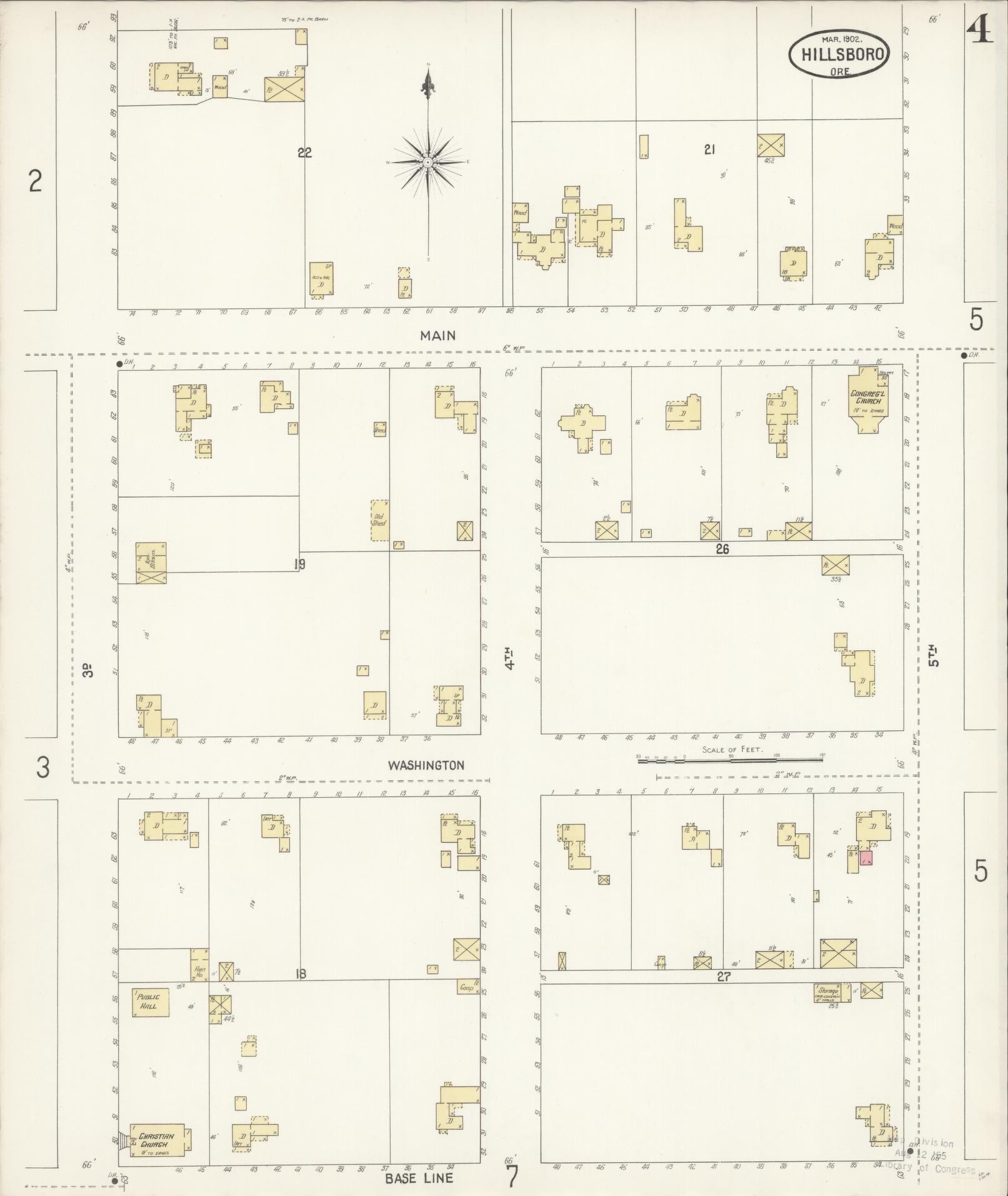 Sanborn Fire Insurance Map from Hillsboro, Washington County, Oregon (1902), Sheet #0004 - Complete Map Set gallery image, historic Sanborn map, vintage wall art, Oregon Oregon