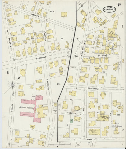 Sanborn Fire Insurance Map from Newport, Newport County, Rhode Island (1896), Sheet #0009 - Complete Map Set gallery image, historic Sanborn map, vintage wall art, Rhode Island Rhode Island