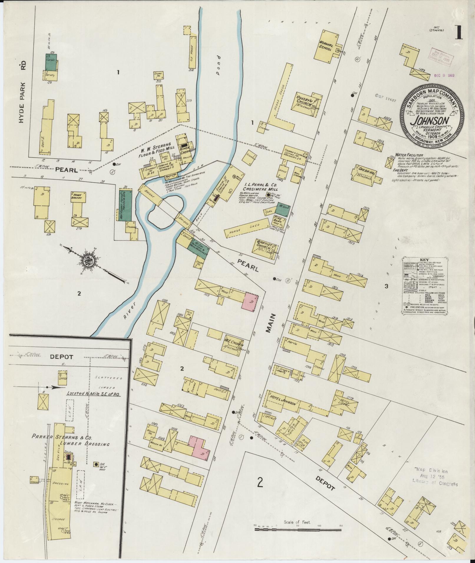 Sanborn Fire Insurance Map from Johnson, Lamoille County, Vermont. (1909) – Historic Sanborn Fire Insurance Map Print