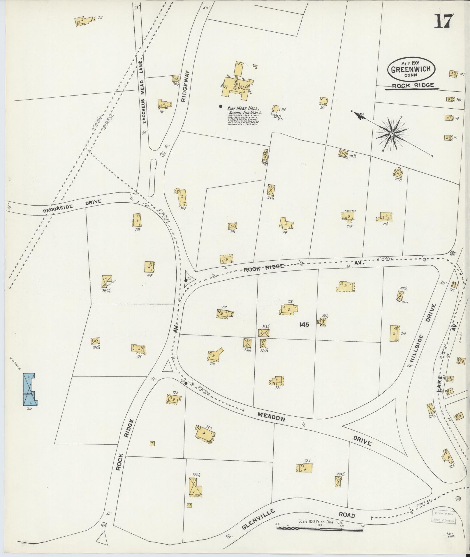 Sanborn Fire Insurance Map from Greenwich, Fairfield County, Connecticut (1906), Sheet #0017 - Complete Map Set gallery image, historic Sanborn map, vintage wall art, Connecticut Connecticut