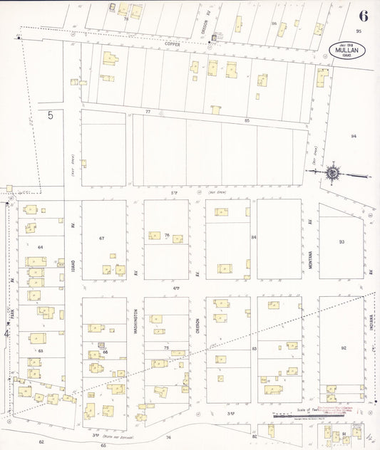 Sanborn Fire Insurance Map from Mullan, Shoshone County, Idaho (1918), Sheet #0006 - Historic Sanborn Fire Insurance Map Print, vintage old map wall art, antique decor, genealogy gift, Idaho Idaho map