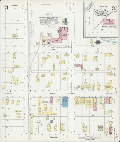 Sanborn Fire Insurance Map from Waterville, Le Sueur County, Minnesota (1924), Sheet #0003 - Complete Map Set gallery image, historic Sanborn map, vintage wall art, Minnesota Minnesota