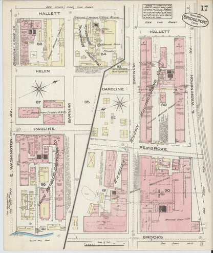 Sanborn Fire Insurance Map from Bridgeport, Fairfield County, Connecticut (1884), Sheet #0017 - Complete Map Set gallery image, historic Sanborn map, vintage wall art, Connecticut Connecticut