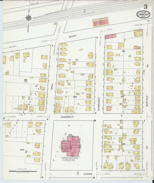 Sanborn Fire Insurance Map from Conneaut, Ashtabula County, Ohio (1919), Sheet #0003 - Historic Sanborn Fire Insurance Map Print, vintage old map wall art, antique decor, genealogy gift, Ohio Ohio map