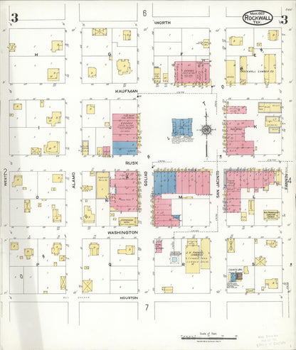 Sanborn Fire Insurance Map from Rockwall, Rockwall County, Texas (1923), Sheet #0003 - Complete Map Set gallery image, historic Sanborn map, vintage wall art, Texas Texas