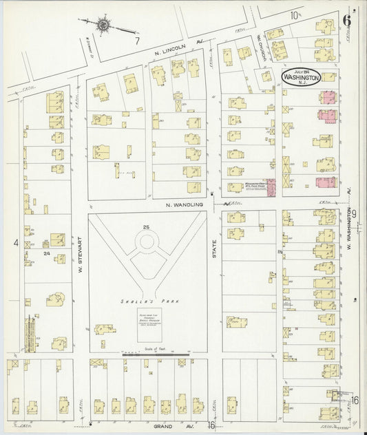 Sanborn Fire Insurance Map from Washington, Warren County, New Jersey (1914), Sheet #0006 - Historic Sanborn Fire Insurance Map Print, vintage old map wall art, antique decor, genealogy gift, Washington Washington map
