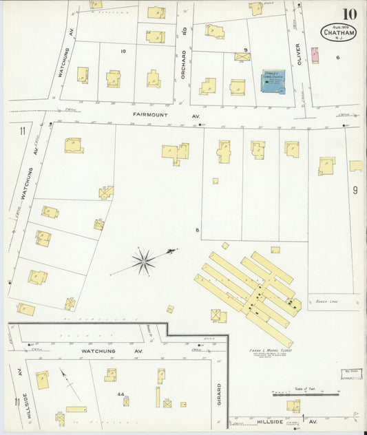Sanborn Fire Insurance Map from Chatham, Morris County, New Jersey (1909), Sheet #0010 - Historic Sanborn Fire Insurance Map Print, vintage old map wall art, antique decor, genealogy gift, New Jersey New Jersey map