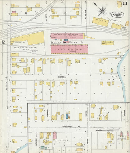 Sanborn Fire Insurance Map from Madison, Dane County, Wisconsin (1902), Sheet #0033 - Complete Map Set gallery image, historic Sanborn map, vintage wall art, Wisconsin Wisconsin