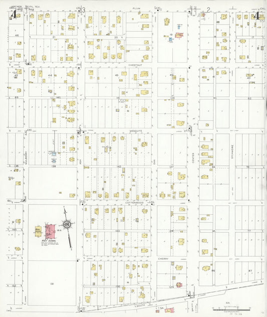 Sanborn Fire Insurance Map from Archer City, Archer County, Texas (1934), Sheet #0004 - Historic Sanborn Fire Insurance Map Print, vintage old map wall art, antique decor, genealogy gift, Texas Texas map