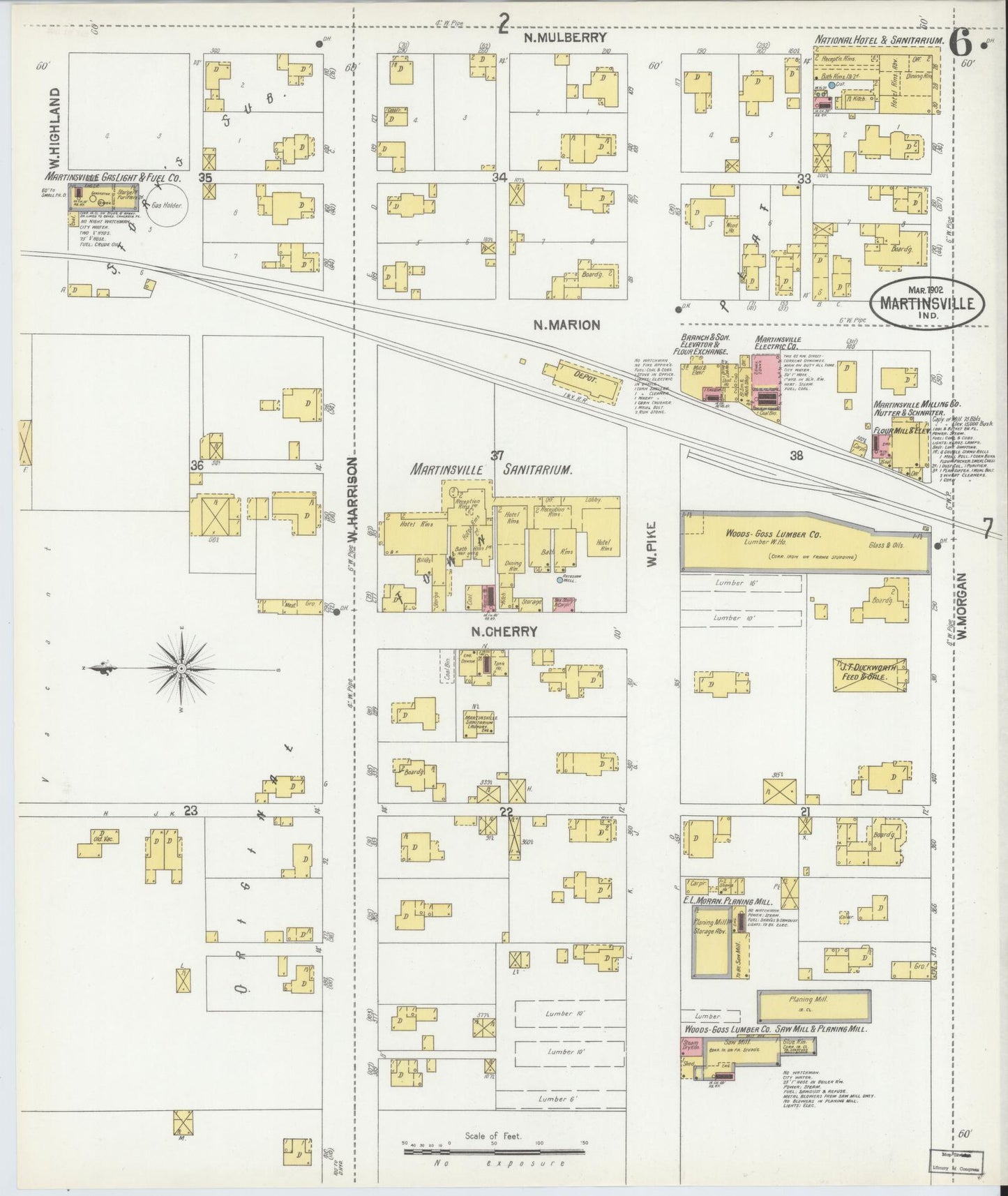 Sanborn Fire Insurance Map from Martinsville, Morgan County, Indiana (1902), Sheet #0006 - Complete Map Set gallery image, historic Sanborn map, vintage wall art, Indiana Indiana