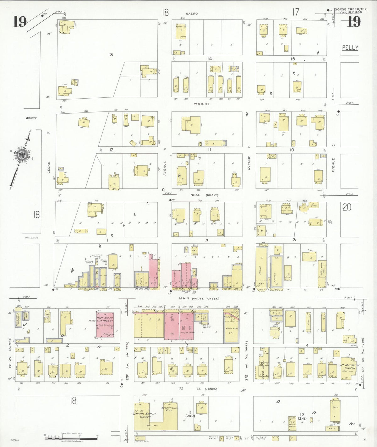 Sanborn Fire Insurance Map from Goose Creek, Harris County, Texas (1939), Sheet #0019 - Complete Map Set gallery image, historic Sanborn map, vintage wall art, Texas Texas