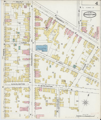 Sanborn Fire Insurance Map from Bordentown, Burlington County, New Jersey (1892), Sheet #0004 - Complete Map Set gallery image, historic Sanborn map, vintage wall art, New Jersey New Jersey