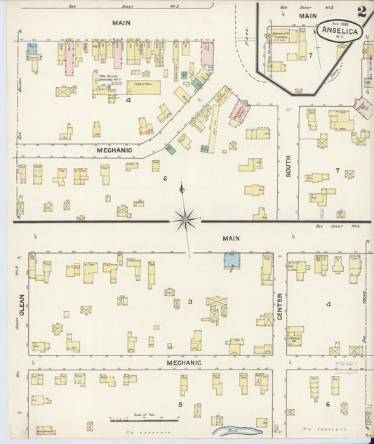 Sanborn Fire Insurance Map from Angelica, Allegany County, New York (1888), Sheet #0002 - Historic Sanborn Fire Insurance Map Print, vintage old map wall art, antique decor, genealogy gift, New York New York map