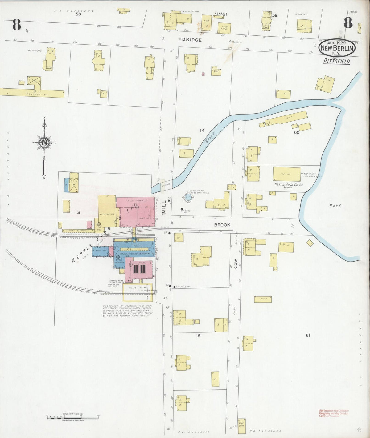 Sanborn Fire Insurance Map from New Berlin, Chenango County, New York (1929), Sheet #0008 - Complete Map Set gallery image, historic Sanborn map, vintage wall art, New York New York