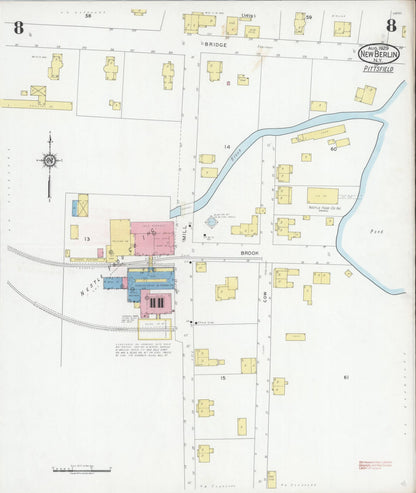 Sanborn Fire Insurance Map from New Berlin, Chenango County, New York (1929), Sheet #0008 - Complete Map Set gallery image, historic Sanborn map, vintage wall art, New York New York