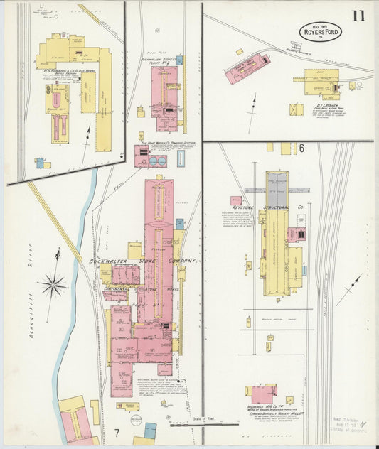Sanborn Fire Insurance Map from Royersford, Montgomery County, Pennsylvania (1909), Sheet #0011 - Historic Sanborn Fire Insurance Map Print, vintage old map wall art, antique decor, genealogy gift, Pennsylvania Pennsylvania map