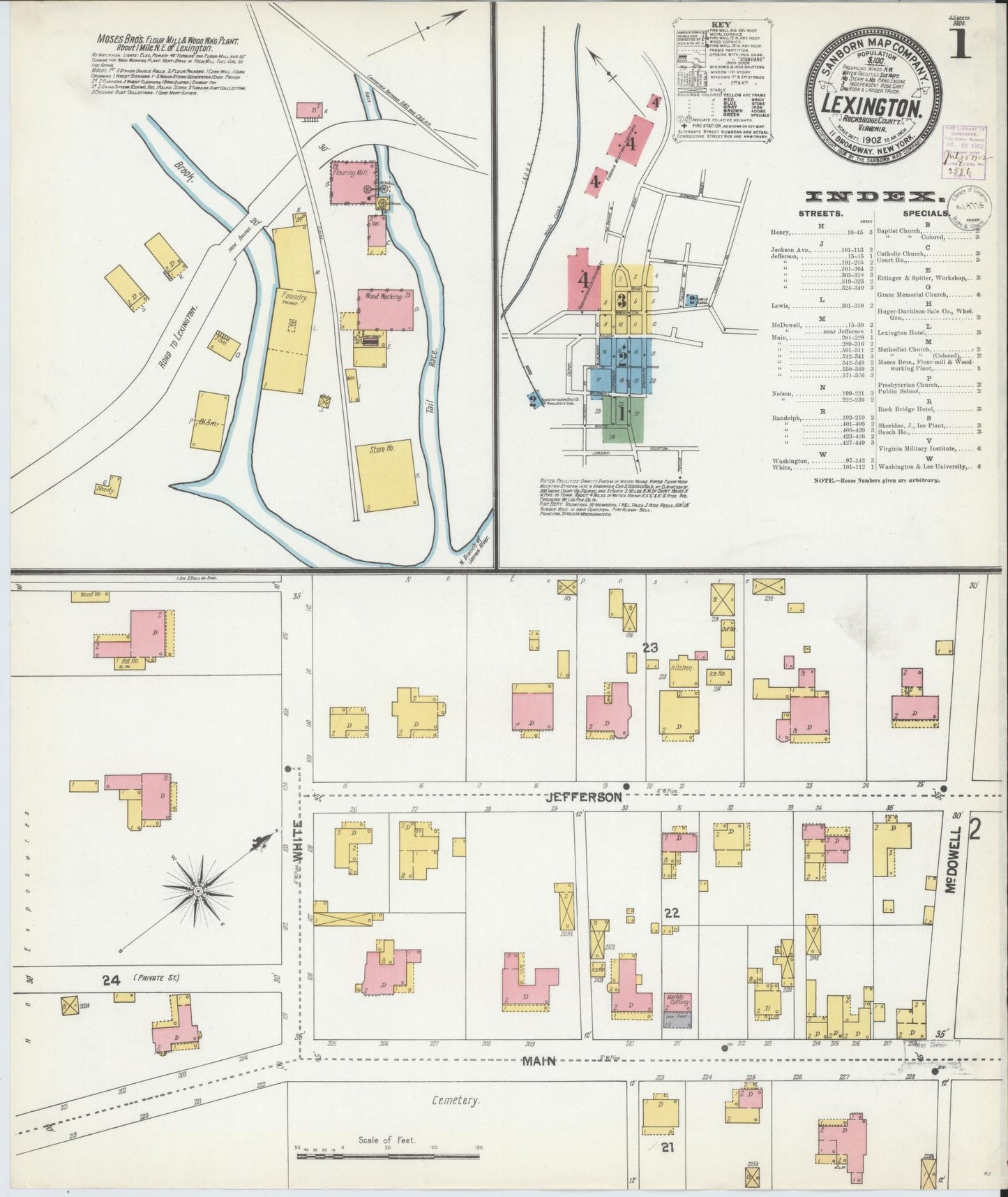 Sanborn Fire Insurance Map from Lexington, Independent Cities, Virginia. (1902) – Historic Sanborn Fire Insurance Map Print