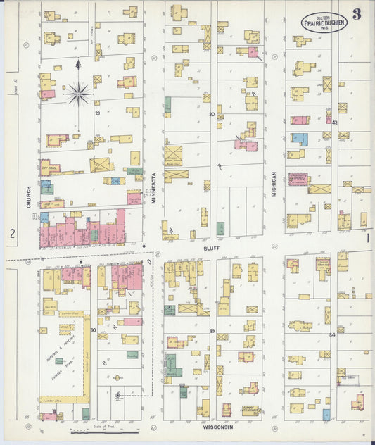 Sanborn Fire Insurance Map from Prairie du Chien, Crawford County, Wisconsin (1899), Sheet #0003 - Historic Sanborn Fire Insurance Map Print, vintage old map wall art, antique decor, genealogy gift, Wisconsin Wisconsin map