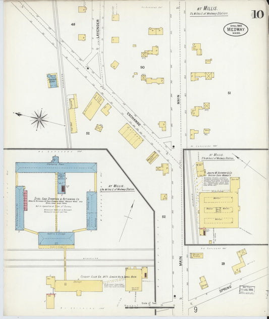 Sanborn Fire Insurance Map from Medway, Norfolk County, Massachusetts (1903), Sheet #0010 - Historic Sanborn Fire Insurance Map Print, vintage old map wall art, antique decor, genealogy gift, Massachusetts Massachusetts map