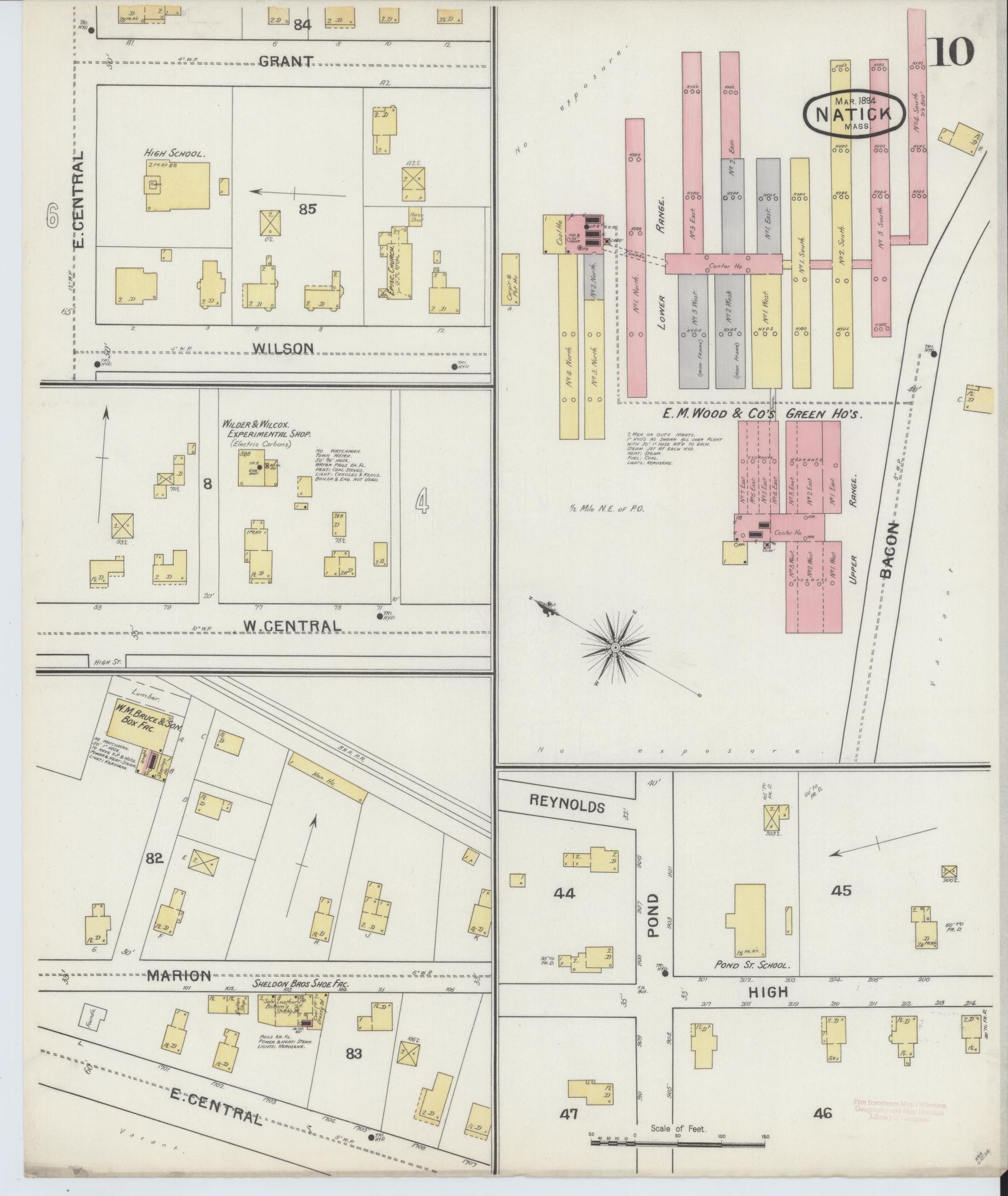 Sanborn Fire Insurance Map from Natick, Middlesex County, Massachusetts (1894), Sheet #0010 - Complete Map Set gallery image, historic Sanborn map, vintage wall art, Massachusetts Massachusetts