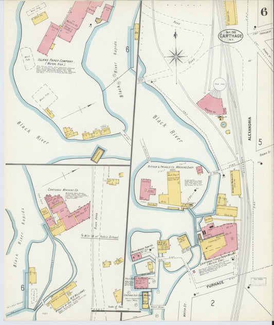 Sanborn Fire Insurance Map from Carthage, Jefferson County, New York (1902), Sheet #0006 - Historic Sanborn Fire Insurance Map Print, vintage old map wall art, antique decor, genealogy gift, New York New York map