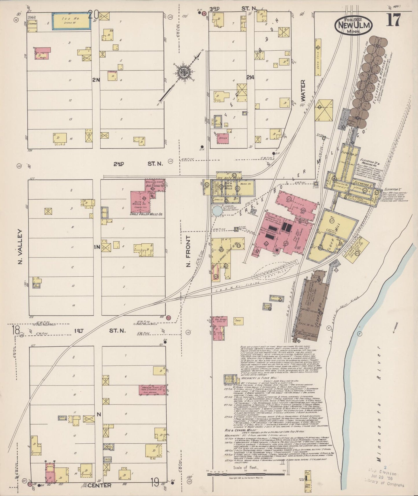 Sanborn Fire Insurance Map from New Ulm, Brown County, Minnesota (1922), Sheet #0017 - Historic Sanborn Fire Insurance Map Print, vintage old map wall art, antique decor, genealogy gift, Minnesota Minnesota map