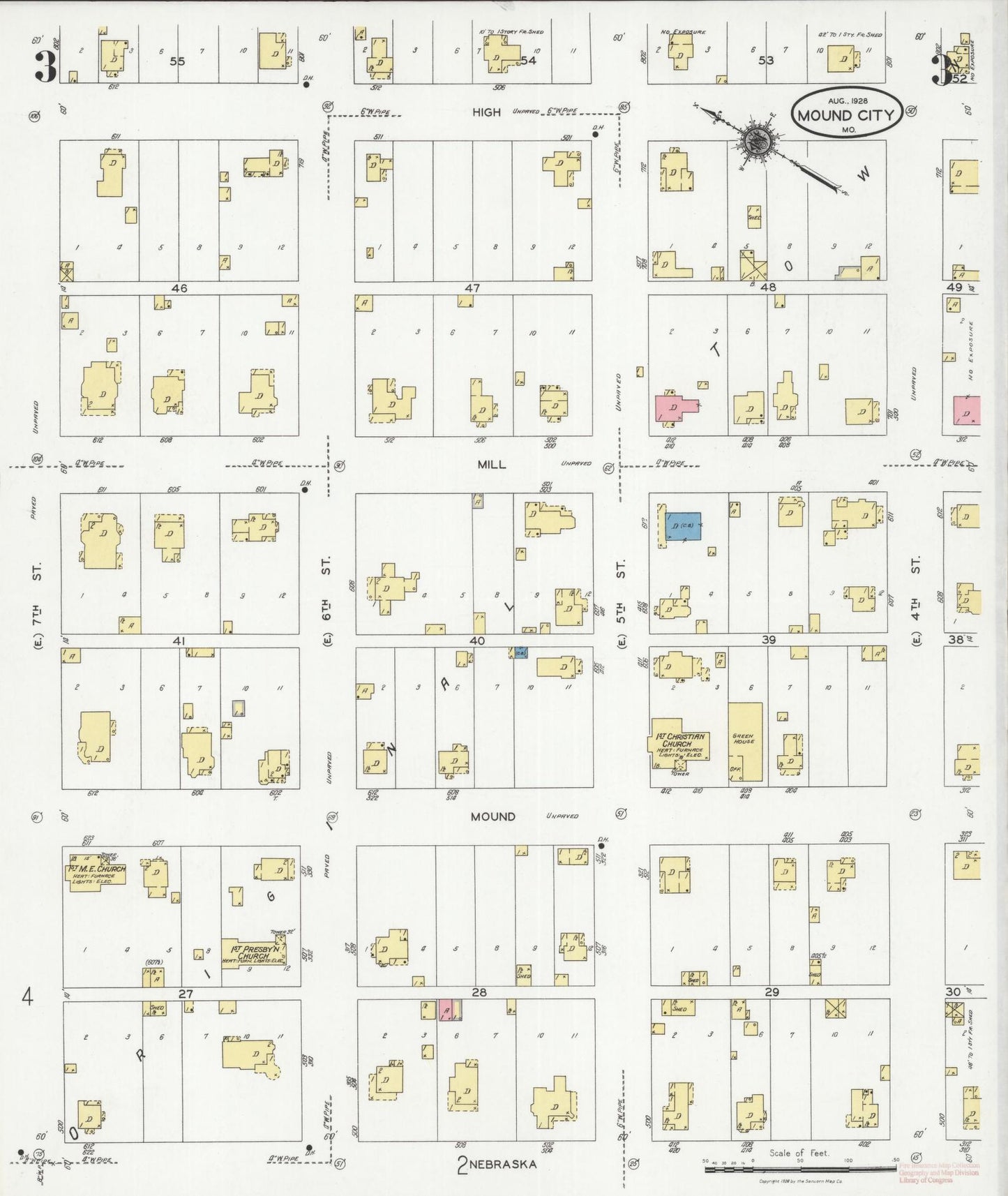 Sanborn Fire Insurance Map from Mound City, Holt County, Missouri (1928), Sheet #0003 - Complete Map Set gallery image, historic Sanborn map, vintage wall art, Missouri Missouri