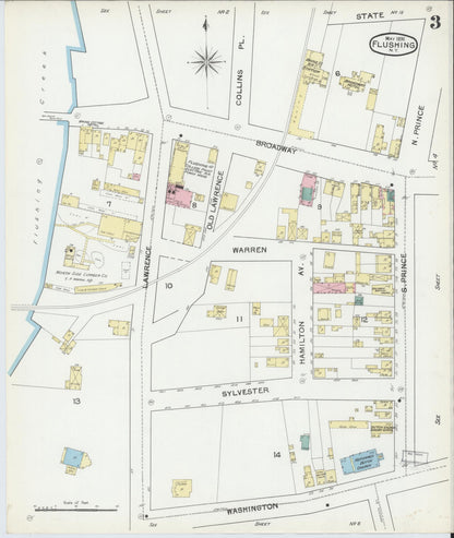 Sanborn Fire Insurance Map from Flushing, Queens County, New York (1892), Sheet #0003 - Complete Map Set gallery image, historic Sanborn map, vintage wall art, New York New York