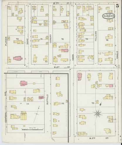 Sanborn Fire Insurance Map from Dunkirk, Chautauqua County, New York (1893), Sheet #0005 - Complete Map Set gallery image, historic Sanborn map, vintage wall art, New York New York