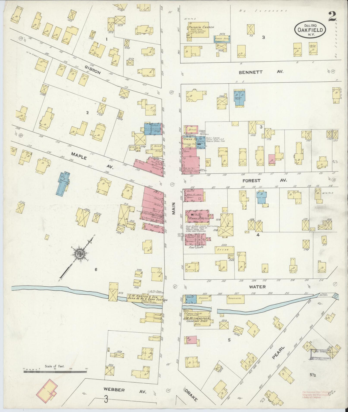 Sanborn Fire Insurance Map from Oakfield, Genesee County, New York (1910), Sheet #0002 - Complete Map Set gallery image, historic Sanborn map, vintage wall art, New York New York