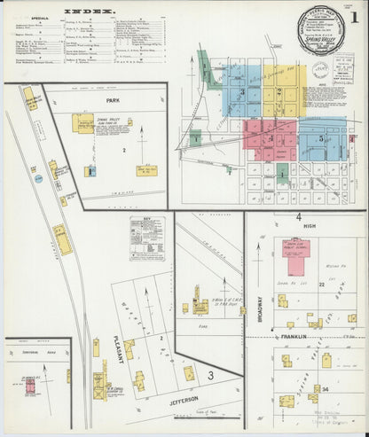 Sanborn Fire Insurance Map from Spring Valley, Fillmore County, Minnesota (1900), Sheet #0001 - Complete Map Set gallery image, historic Sanborn map, vintage wall art, Minnesota Minnesota