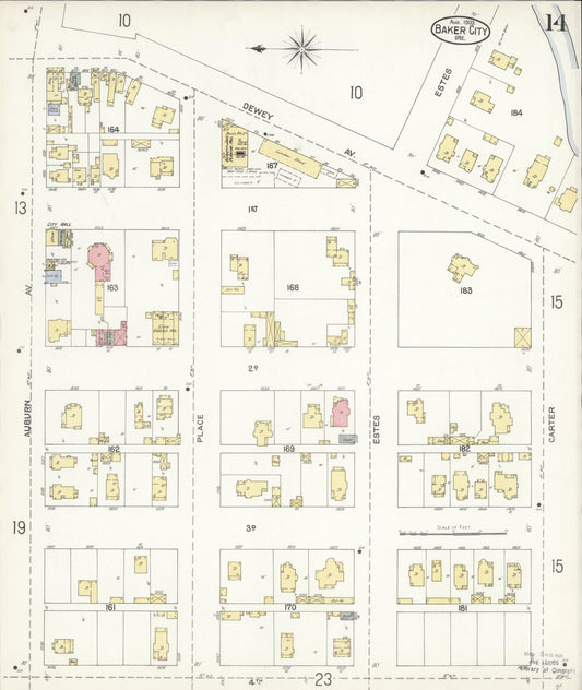 Sanborn Fire Insurance Map from Baker, Baker County, Oregon (1903), Sheet #0014 - Historic Sanborn Fire Insurance Map Print, vintage old map wall art, antique decor, genealogy gift, Oregon Oregon map
