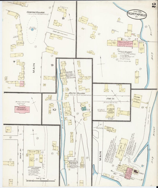 Sanborn Fire Insurance Map from Northfield, Washington County, Vermont (1885), Sheet #0002 - Historic Sanborn Fire Insurance Map Print, vintage old map wall art, antique decor, genealogy gift, Vermont Vermont map