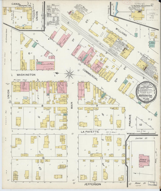 Sanborn Fire Insurance Map from Worthington, Greene County, Indiana (1892), Sheet #0001 - Historic Sanborn Fire Insurance Map Print, vintage old map wall art, antique decor, genealogy gift, Indiana Indiana map