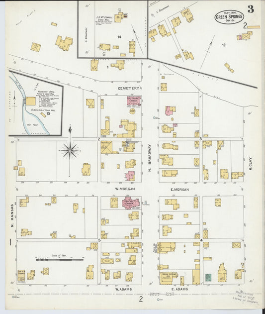 Sanborn Fire Insurance Map from Green Springs, Sandusky And Seneca Counties, Ohio (1906), Sheet #0003 - Historic Sanborn Fire Insurance Map Print, vintage old map wall art, antique decor, genealogy gift, Ohio Ohio map