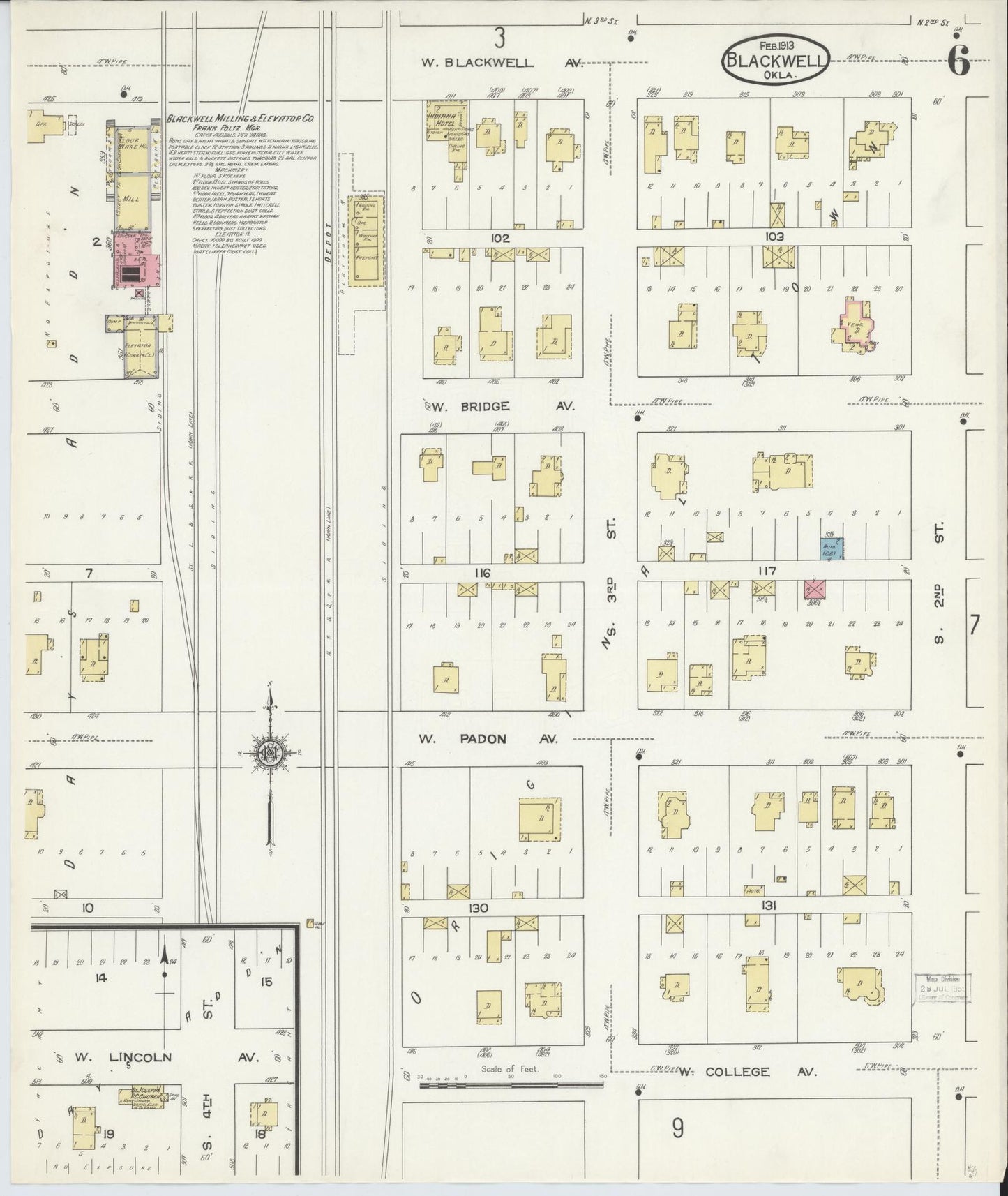 Sanborn Fire Insurance Map from Blackwell, Kay County, Oklahoma (1913), Sheet #0006 - Complete Map Set gallery image, historic Sanborn map, vintage wall art, Oklahoma Oklahoma