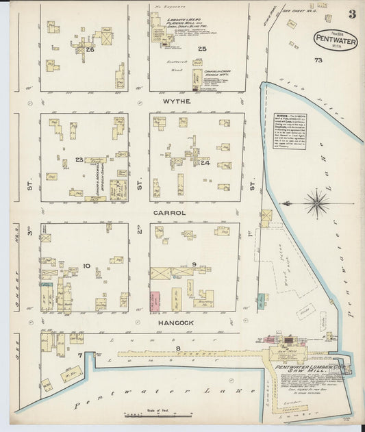 Sanborn Fire Insurance Map from Pentwater, Oceana County, Michigan (1883), Sheet #0003 - Historic Sanborn Fire Insurance Map Print, vintage old map wall art, antique decor, genealogy gift, Michigan Michigan map