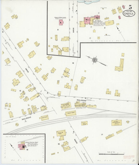 Sanborn Fire Insurance Map from Castile, Wyoming County, New York (1912), Sheet #0005 - Historic Sanborn Fire Insurance Map Print, vintage old map wall art, antique decor, genealogy gift, New York New York map
