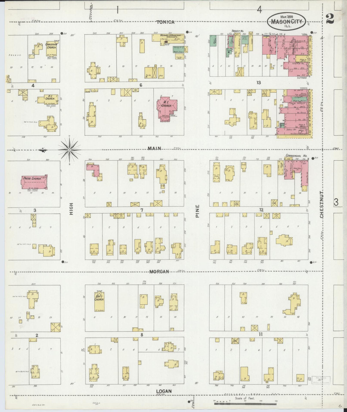 Sanborn Fire Insurance Map from Mason City, Mason County, Illinois (1899), Sheet #0002 - Historic Sanborn Fire Insurance Map Print, vintage old map wall art, antique decor, genealogy gift, Illinois Illinois map