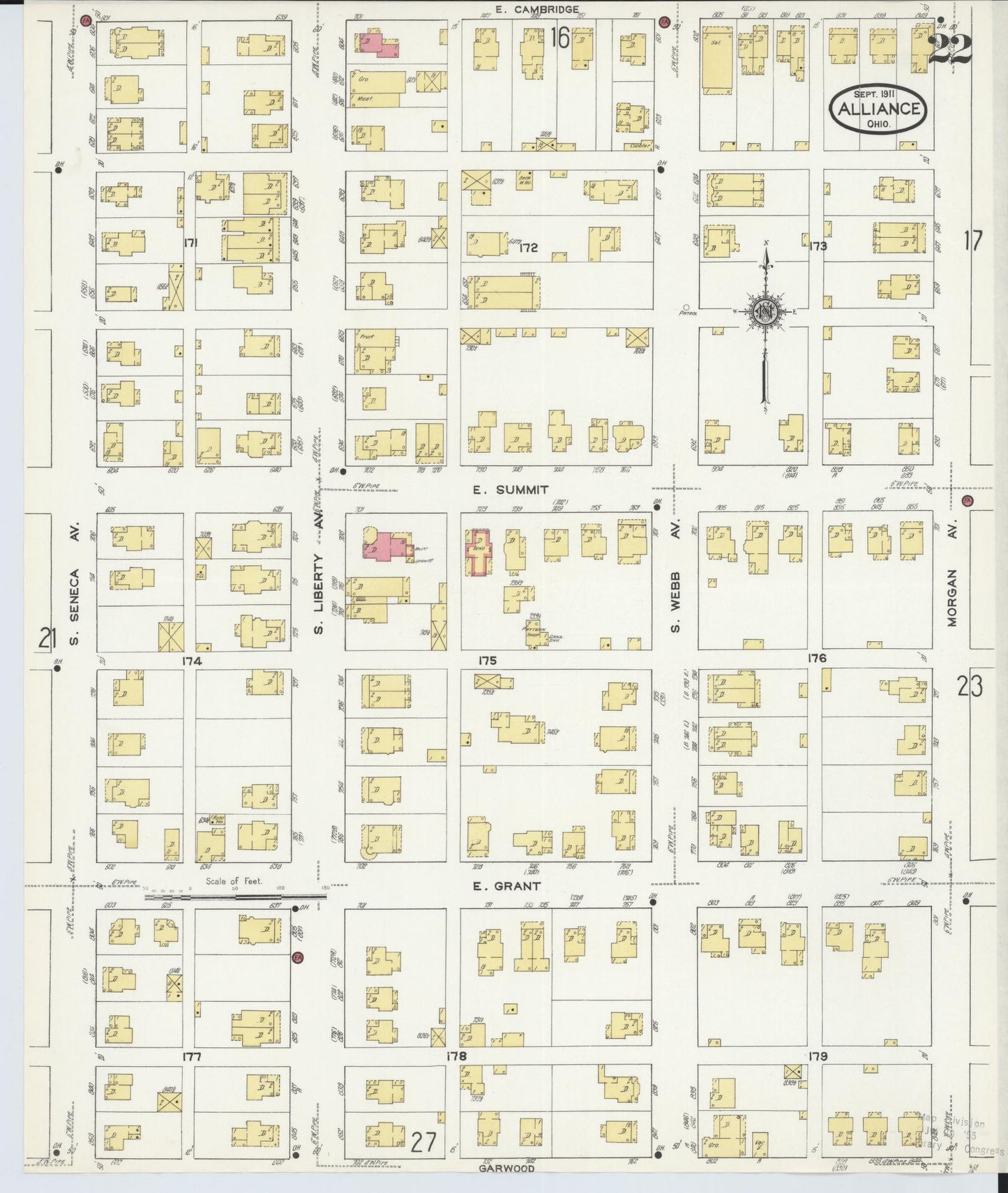 Sanborn Fire Insurance Map from Alliance, Stark County, Ohio (1911), Sheet #0022 - Historic Sanborn Fire Insurance Map Print, vintage old map wall art, antique decor, genealogy gift, Ohio Ohio map
