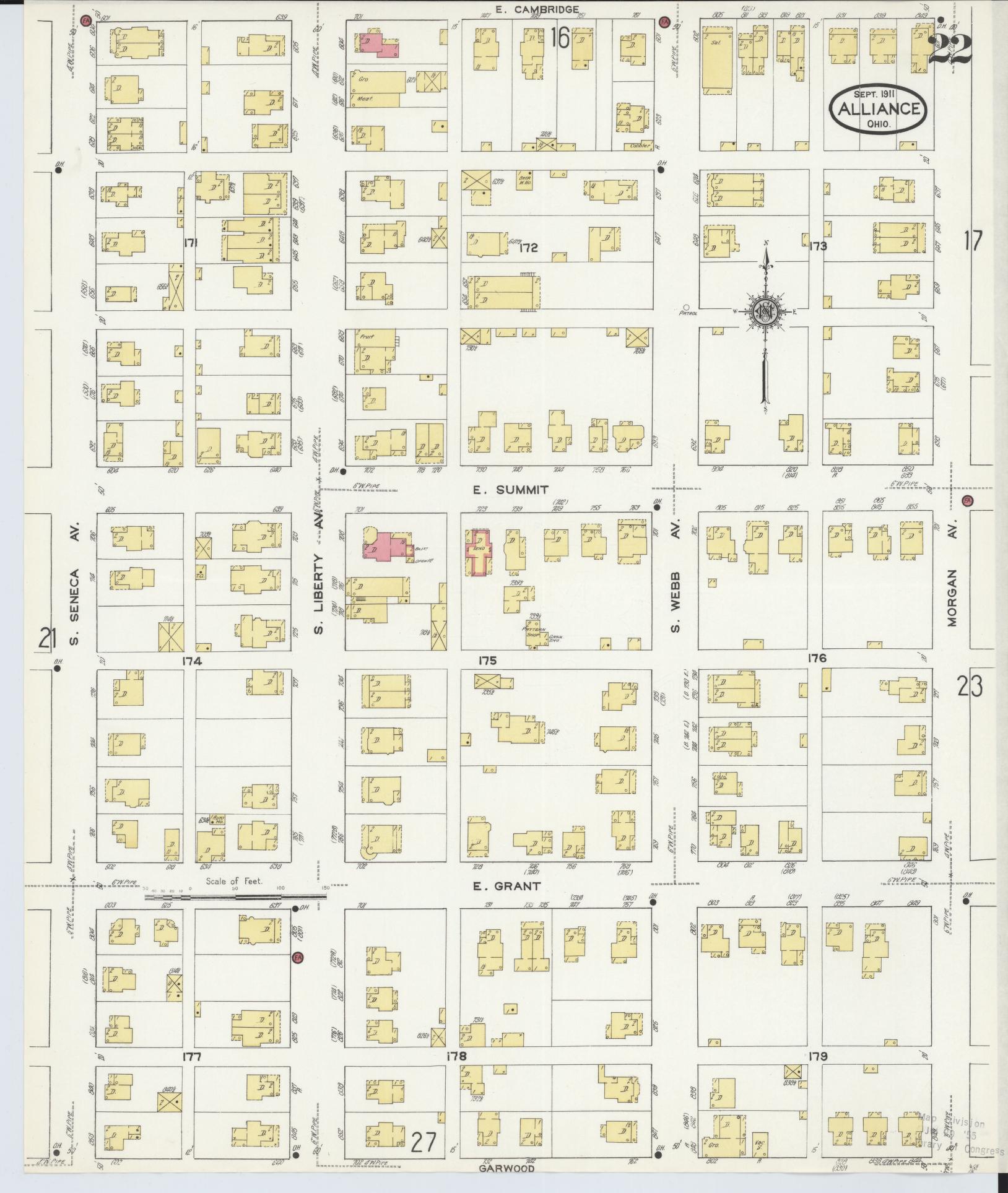 Sanborn Fire Insurance Map from Alliance, Stark County, Ohio (1911), Sheet #0022 - Historic Sanborn Fire Insurance Map Print, vintage old map wall art, antique decor, genealogy gift, Ohio Ohio map