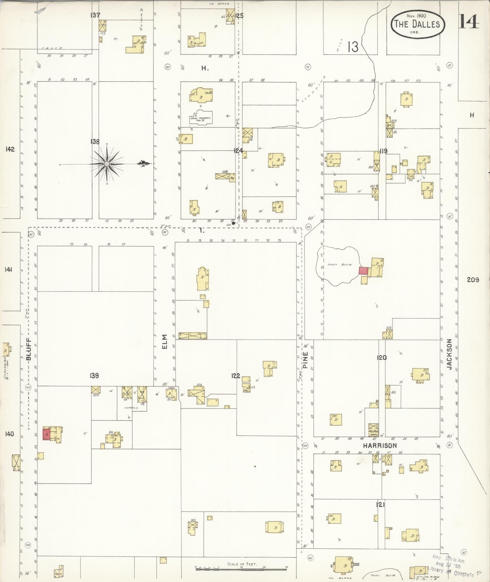 Sanborn Fire Insurance Map from The Dalles, Wasco County, Oregon (1900), Sheet #0014 - Complete Map Set gallery image, historic Sanborn map, vintage wall art, Oregon Oregon