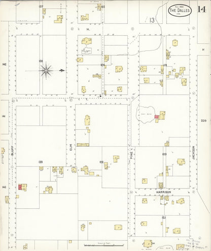 Sanborn Fire Insurance Map from The Dalles, Wasco County, Oregon (1900), Sheet #0014 - Complete Map Set gallery image, historic Sanborn map, vintage wall art, Oregon Oregon